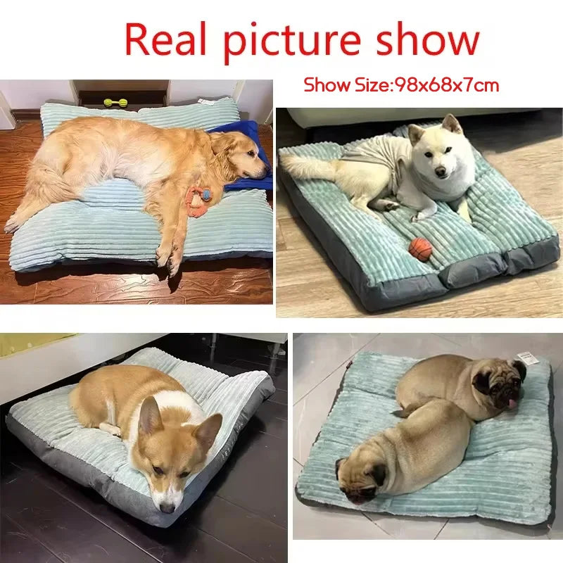 Cama de inverno quentinha para cães, feita de veludo cotelê.