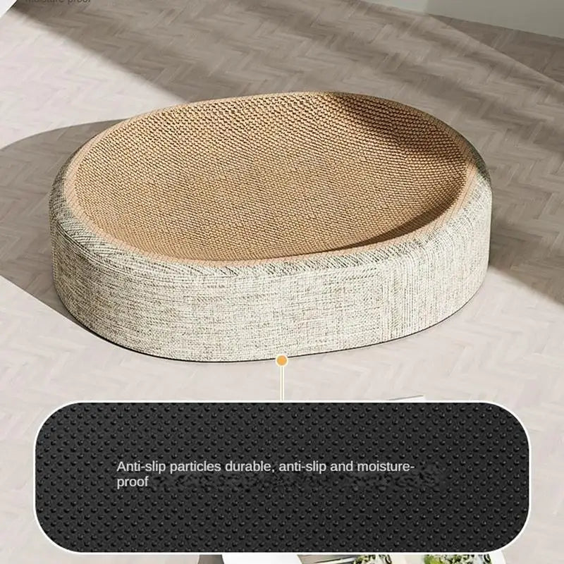 Arranhador 2 em 1 para Gatos, Protege Móveis, Afia Garras, Brinquedo Oval em Sisal Resistente ao Desgaste
