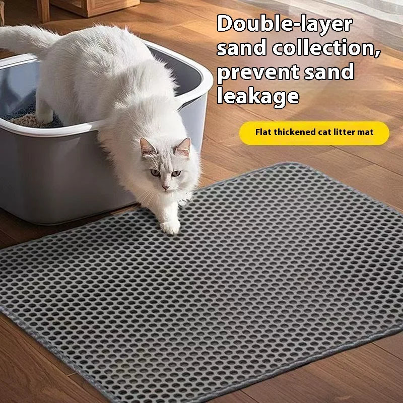 Tapete para caixa de areia de gato com design de 2 camadas, tecnologia premium de retenção de areia