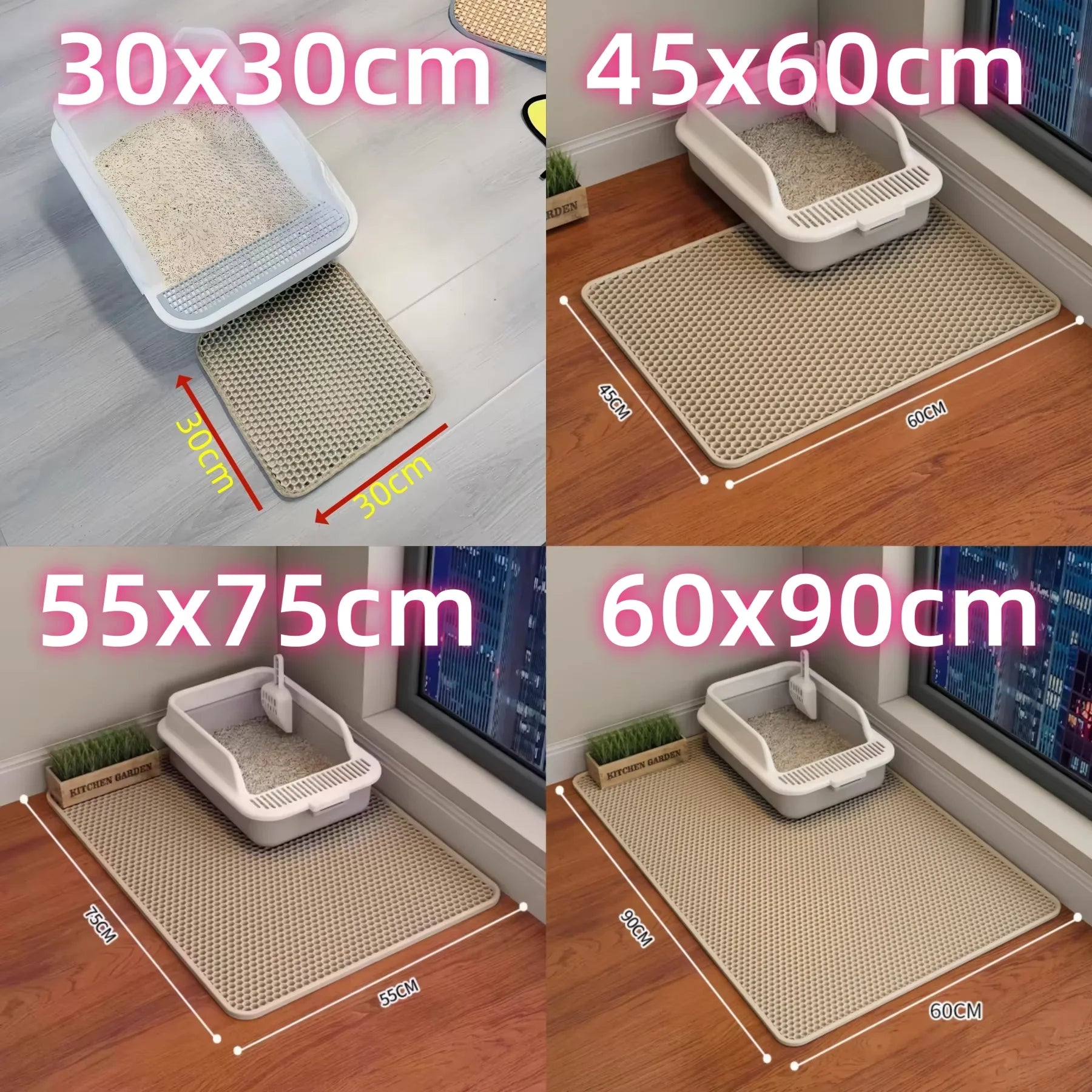 Tapete para caixa de areia de gato com design de 2 camadas, tecnologia premium de retenção de areia