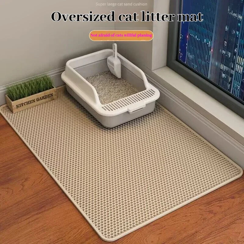 Tapete para caixa de areia de gato com design de 2 camadas, tecnologia premium de retenção de areia