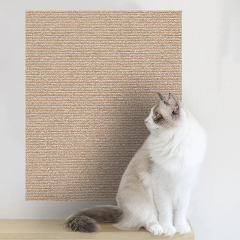 Tapete arranhador autoadesivo para gatos, recortável, ideal para arranhar cantos e paredes.