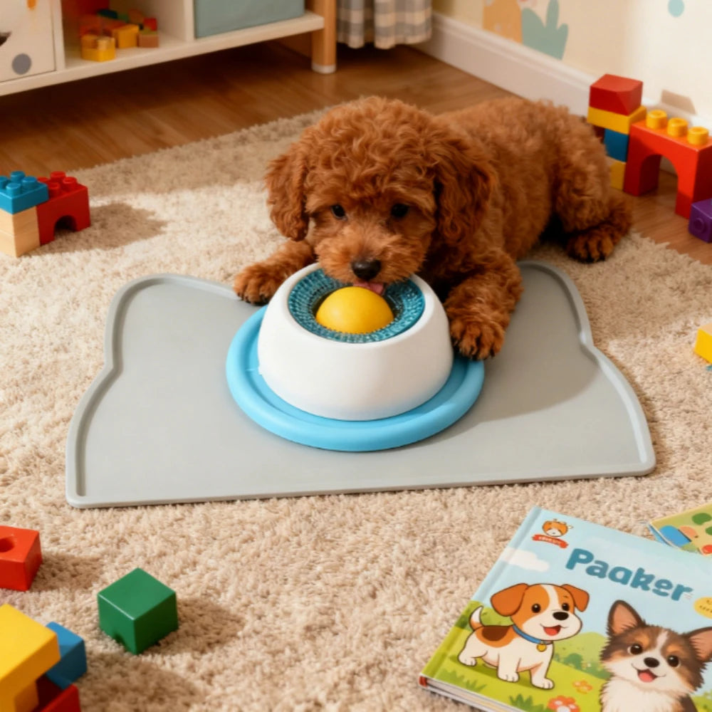 Brinquedos de estimulação para cães, tapete para lamber, comedouro lento, prato para iogurte, tigela interativa para petiscos de cães