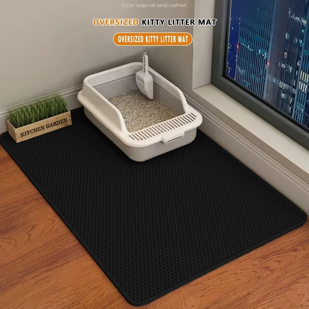 Tapete para caixa de areia de gato com design de 2 camadas, tecnologia premium de retenção de areia