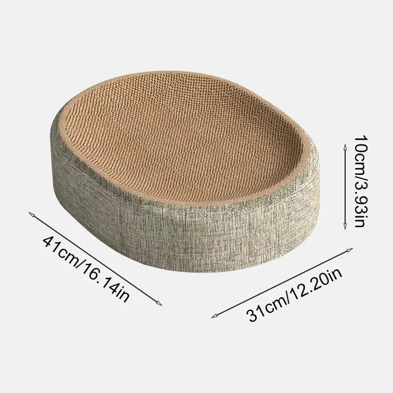 Arranhador 2 em 1 para Gatos, Protege Móveis, Afia Garras, Brinquedo Oval em Sisal Resistente ao Desgaste
